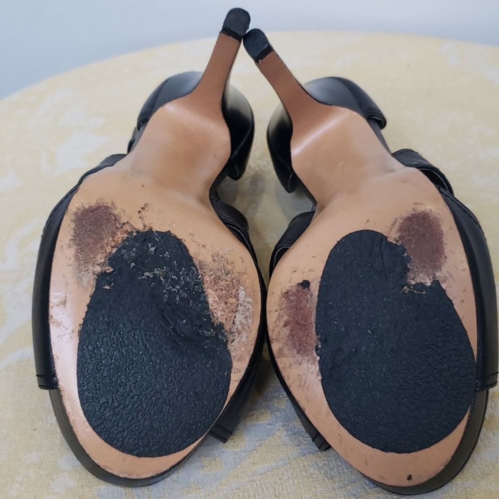 COACH Shoe Womens sz 6.5 Adelle Calf Black Sandal 4” Heel - Picture 7 of 8